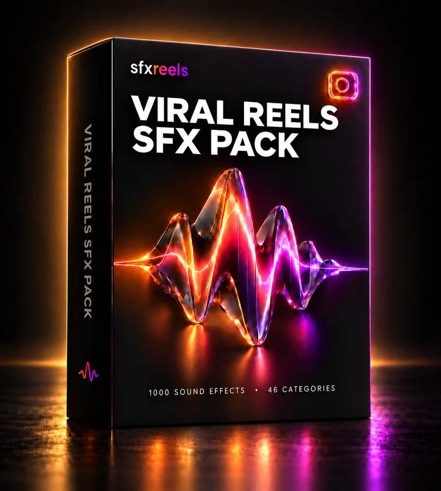 Viral Reels SFX Pack box — 1000+ sound effects across 46 categories